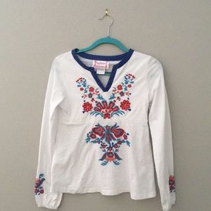 American Girl White Floral Embroidered Top